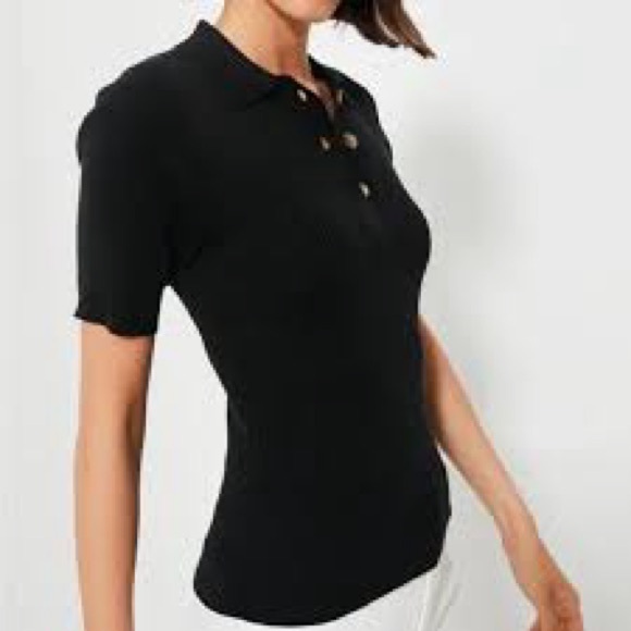 Black Olivia Rib Knit Polo
